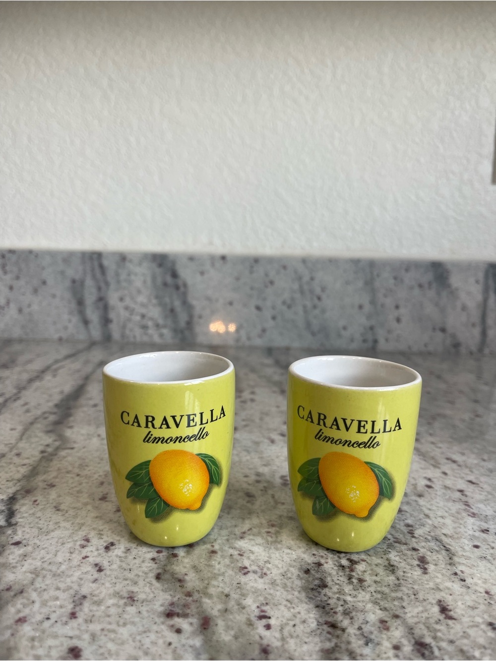 Caravella Limoncello Yellow Ceramic Shot / Liqueur Glasses - Set of 2